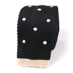 The Sailor Navy Blue Knitted Tie with White Polka Dots