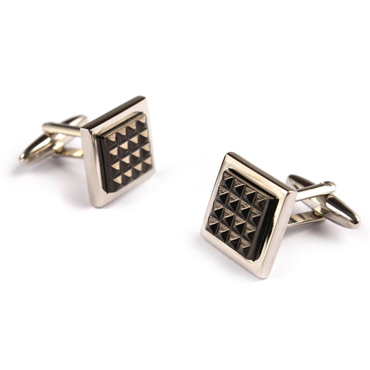 The Silver with Gunmetal Egyptian Pyramids Cufflinks