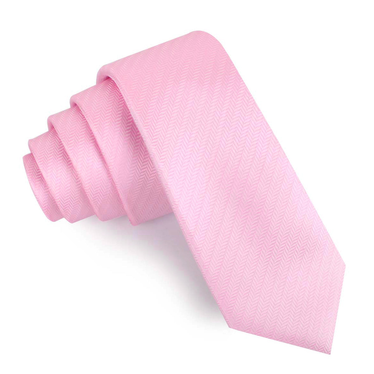 Tickled Pink Herringbone Chevron Skinny Tie | Mens Wedding Slim Ties | OTAA