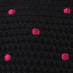 DeVito Black with Pink Polkadots Knitted Tie Fabric