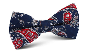 Trasimeno Blue with Red Paisley Bow Tie