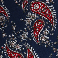Trasimeno Blue with Red Paisley Fabric Self Bowtie