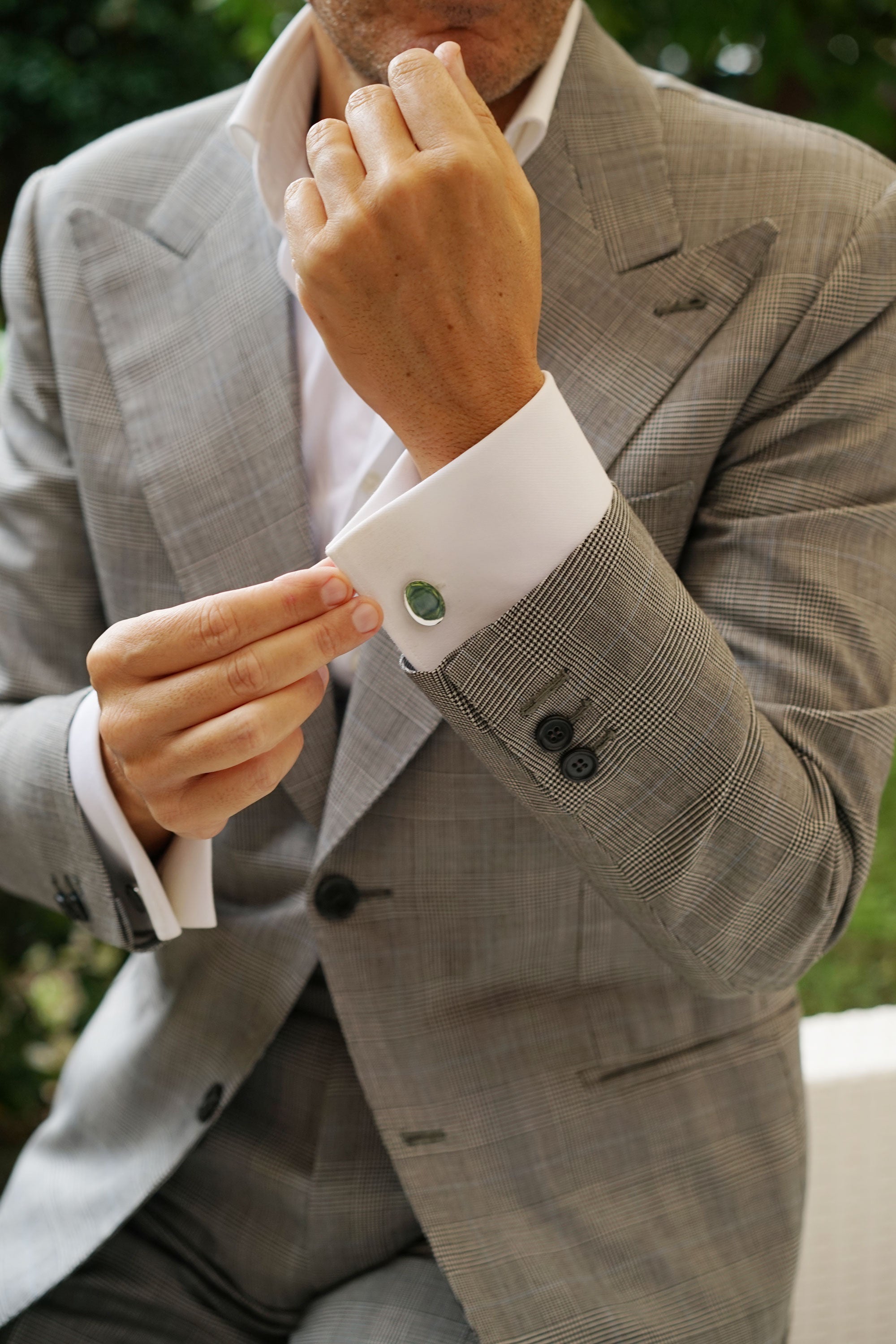 Trent Bridge Silver Oval Cufflinks | Simple Plain Cufflink Mens