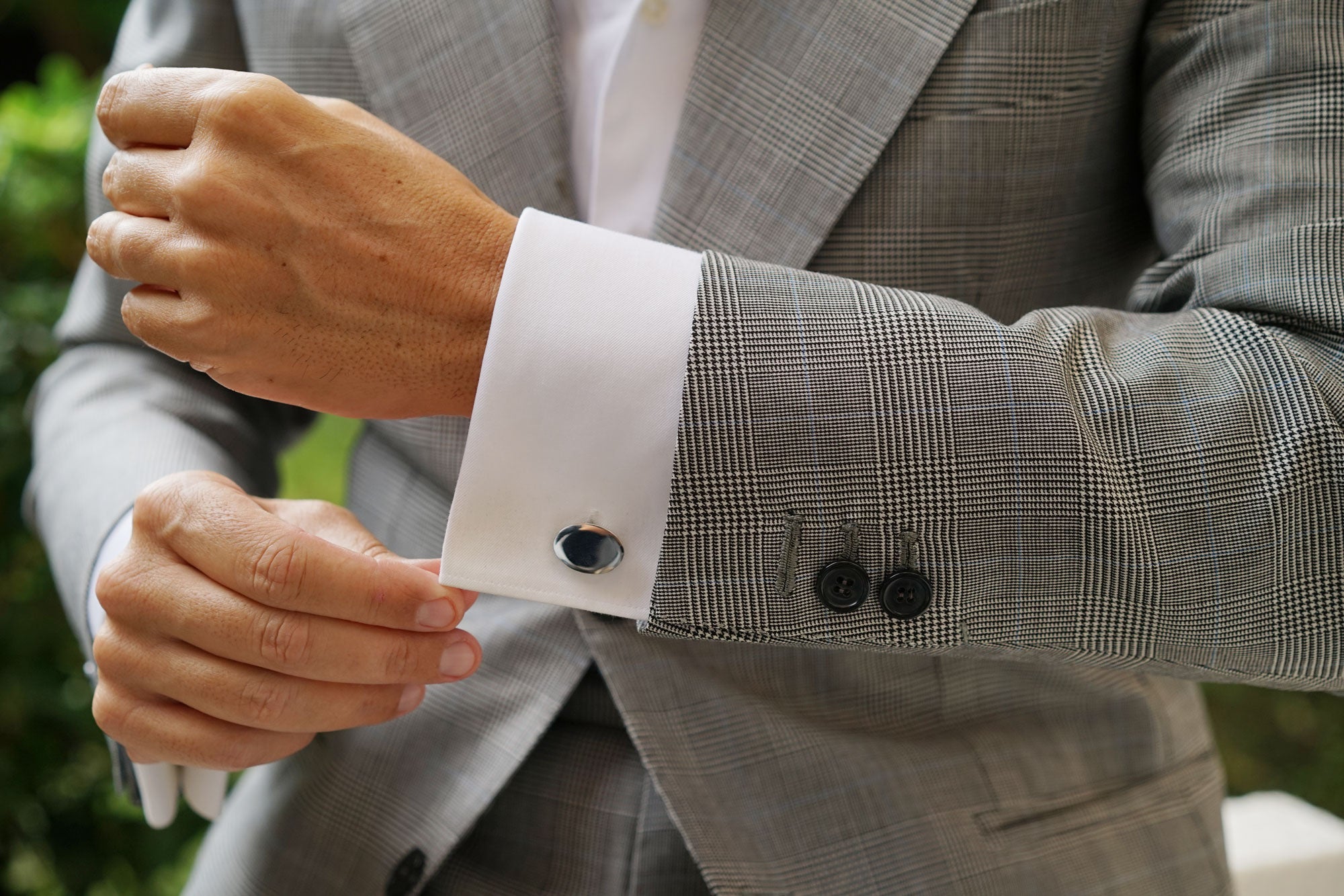 Trent Bridge Silver Oval Cufflinks | Simple Plain Cufflink Mens