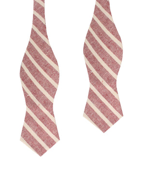 Turkish Delight Red Stripe Linen Diamond Self Bow Tie
