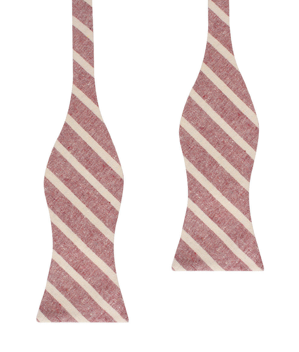 Turkish Delight Red Stripe Linen Self Bow Tie