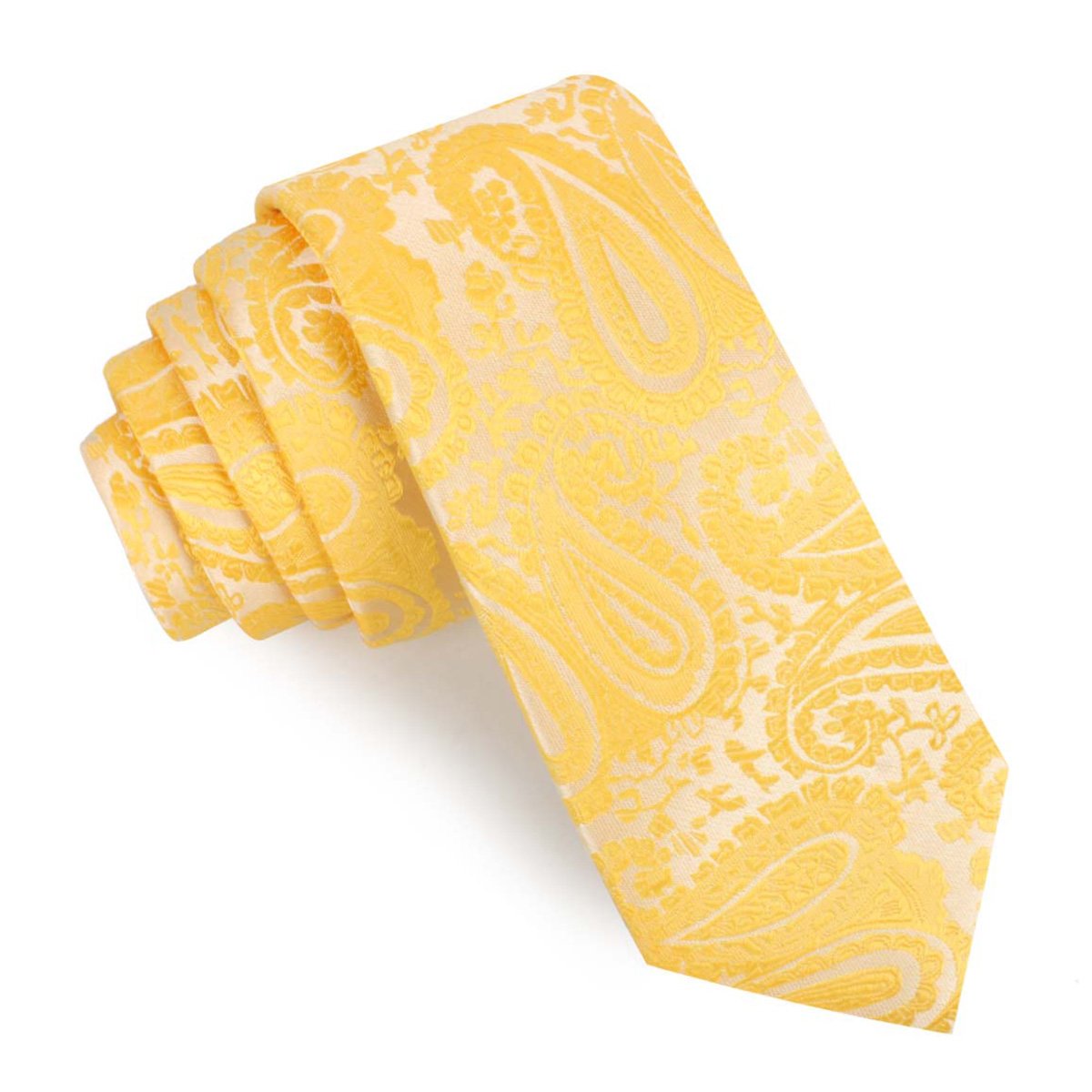 Tuscan Sun Yellow Paisley Skinny Tie