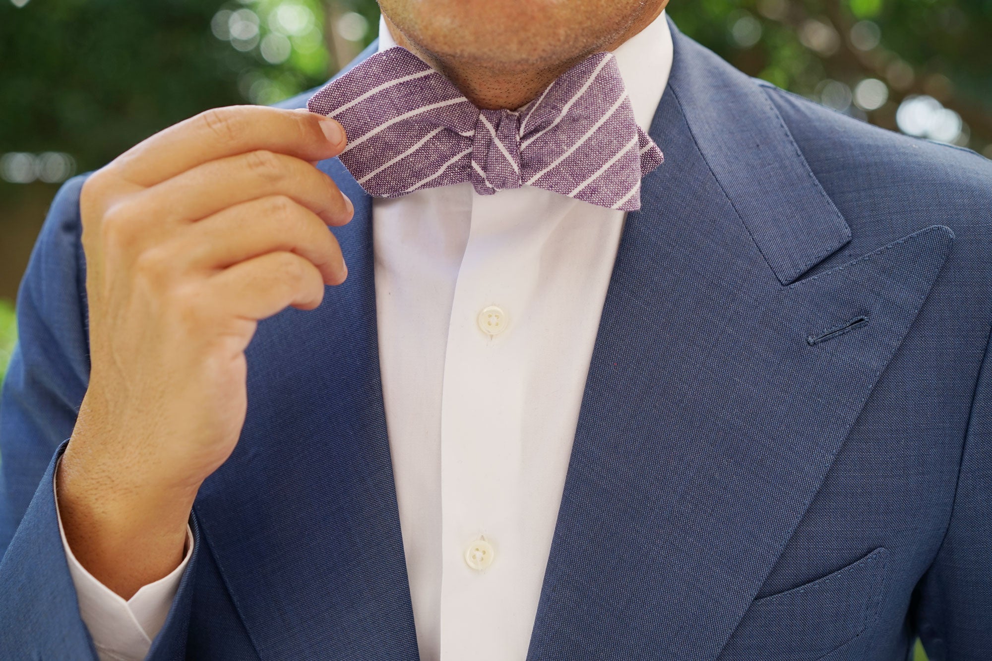 Tyrian Linen Purple Pinstripe Diamond Self Bow Tie | Self-Tied Bowties ...