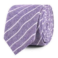 Tyrian Linen Purple Pinstripe Slim Tie