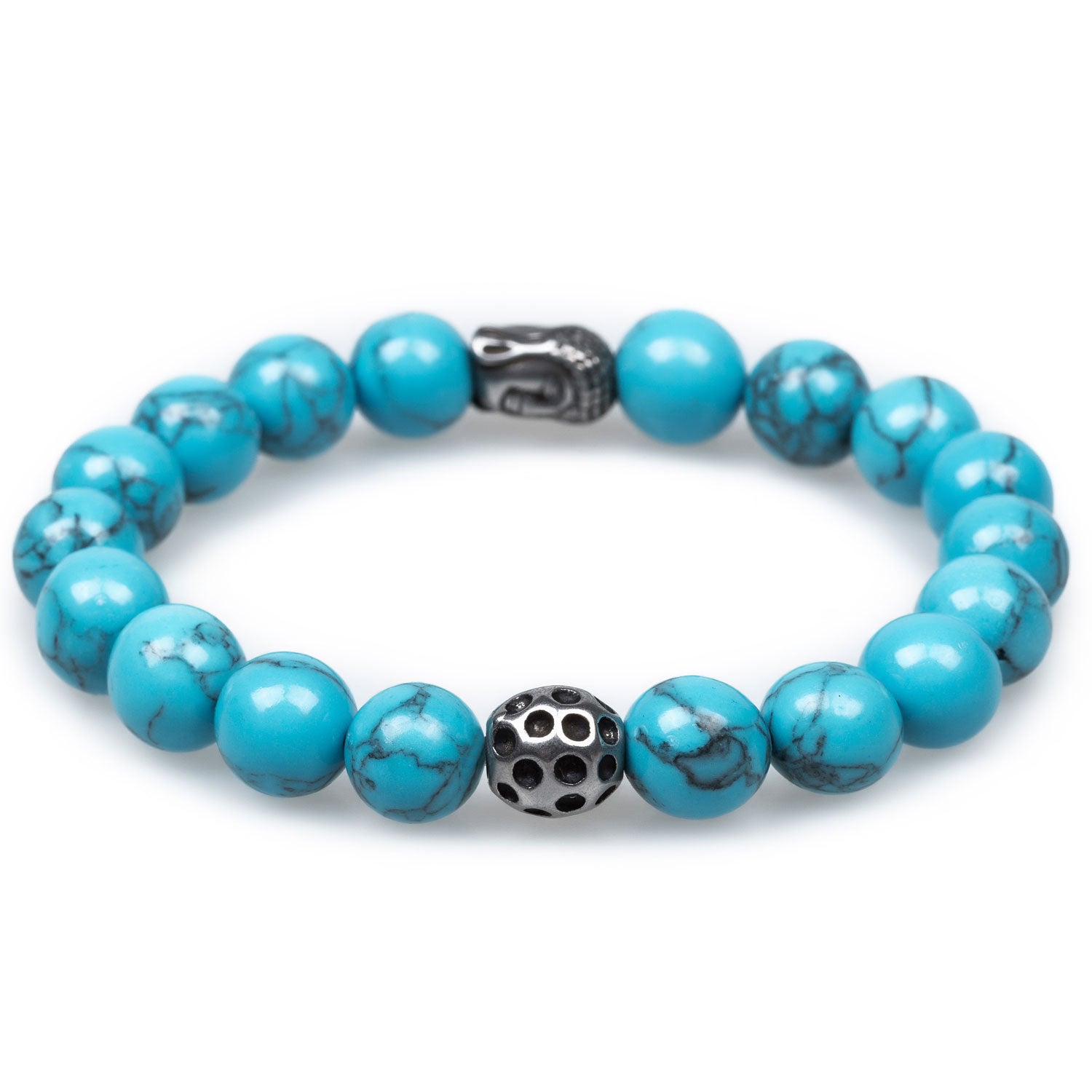 Valley of the Kings Blue Turquoise Buddha Mens Bracelet