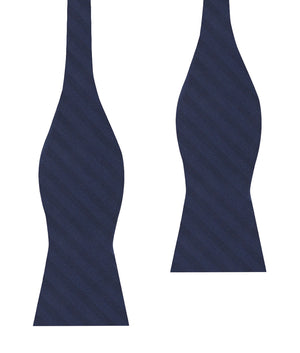 Venice Navy Blue Striped Self Bow Tie