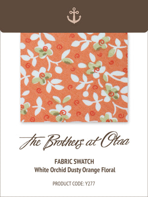 Fabric Swatch (Y277) - White Orchid Dusty Orange Floral