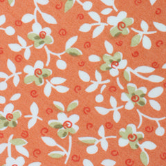 White Orchid Dusty Orange Floral Self Bow Tie Fabric
