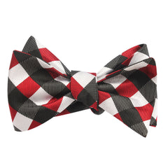 White Black Maroon Checkered Bow Tie Untied Self tied knot by OTAA