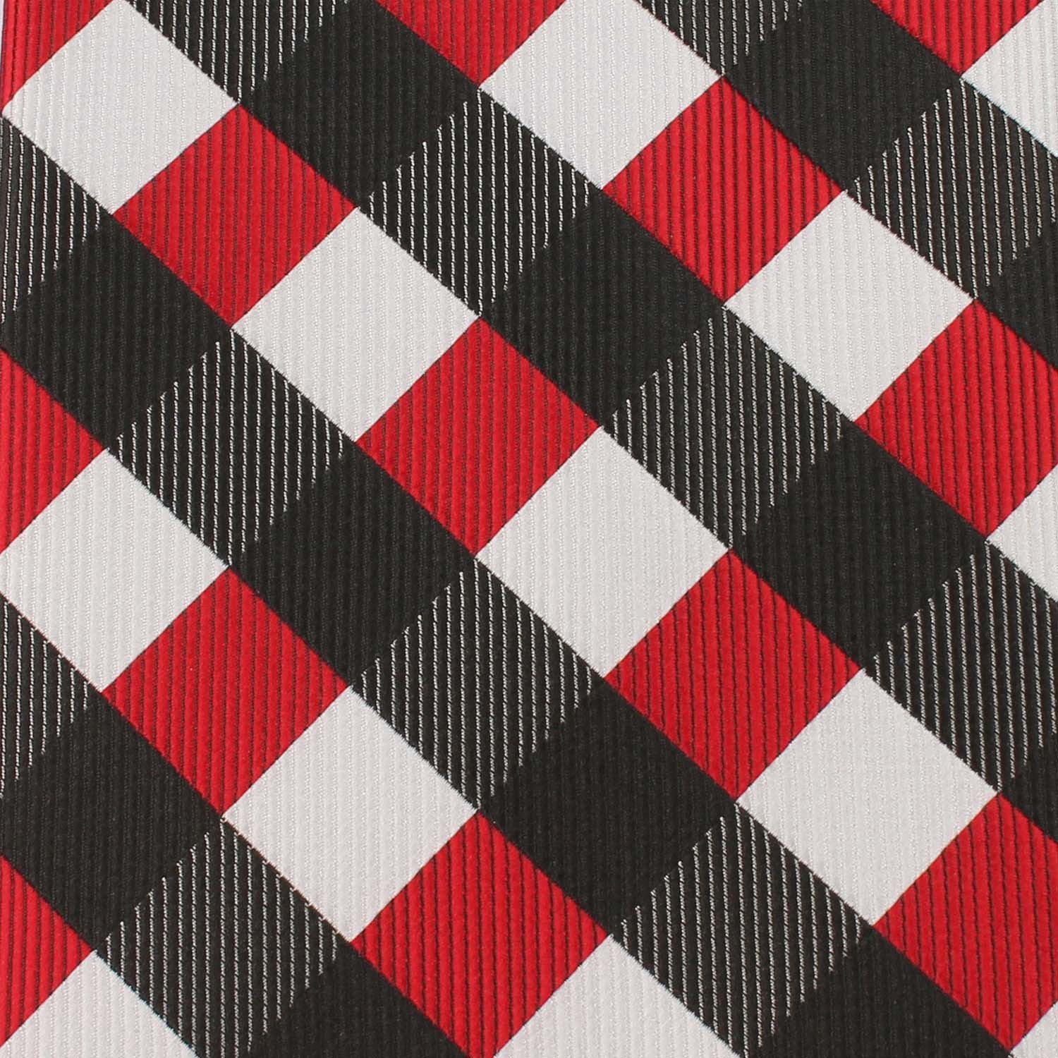 White Black Maroon Checkered Fabric Bow Tie X032