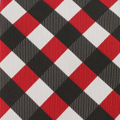 White Black Maroon Checkered Fabric Skinny Tie X032