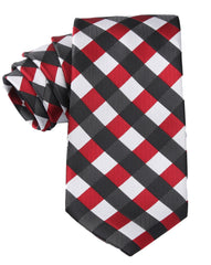 White Black Maroon Checkered Tie