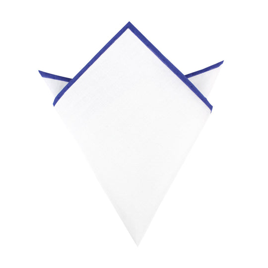 White Cotton Pocket Square with Purple Border