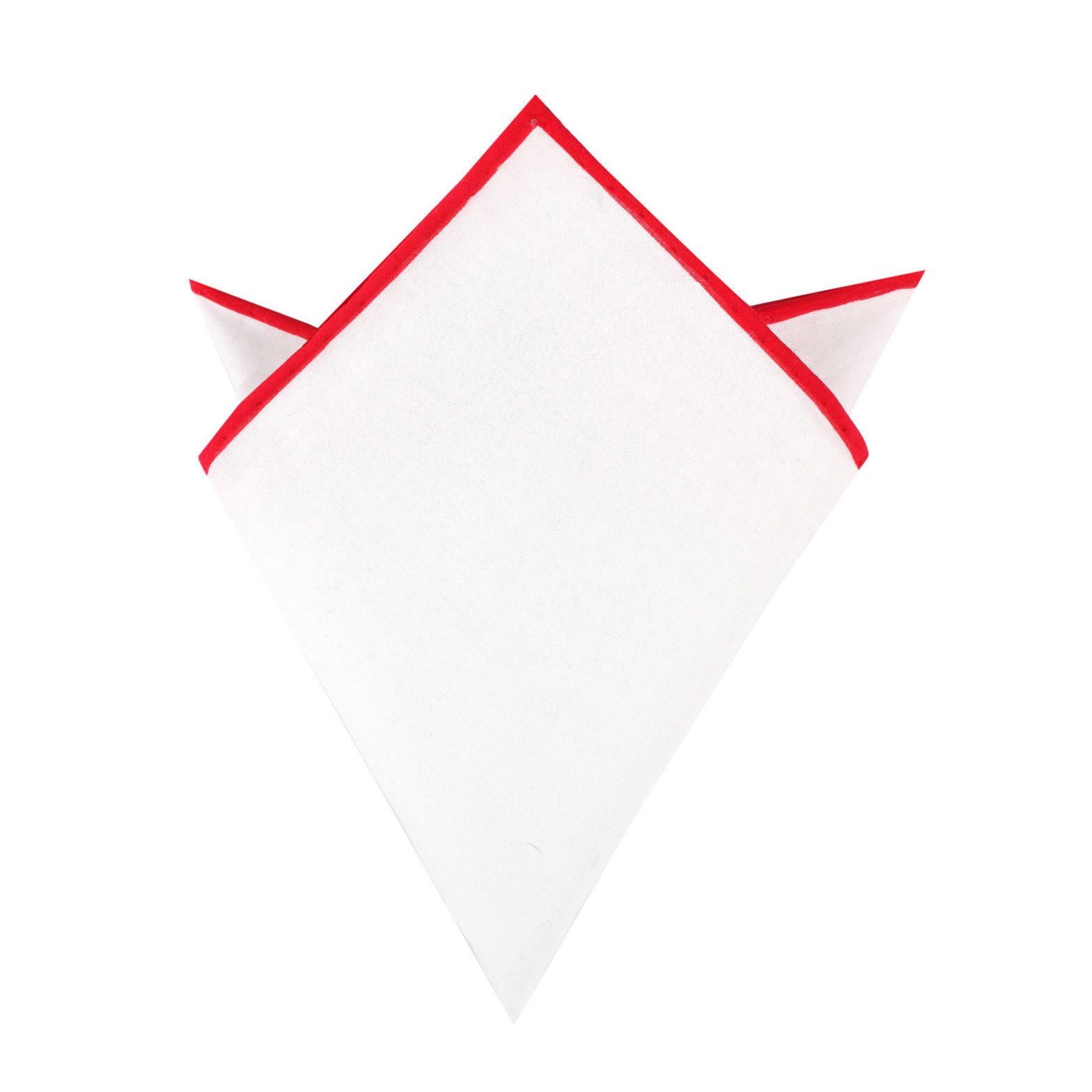 White Cotton Pocket Square with Red Border 01-WCPS