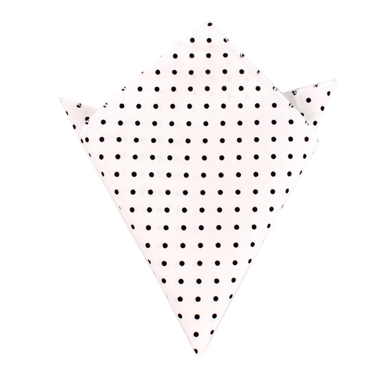 White Cotton with Black Mini Polka Dots Pocket Square