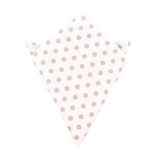 White Cotton with Grey Polka Dots Pocket Square