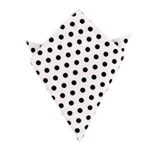 White Cotton with Large Black Polka Dots Pocket Square