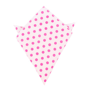 White Cotton with Large Hot Pink Polka Dots Pocket Square
