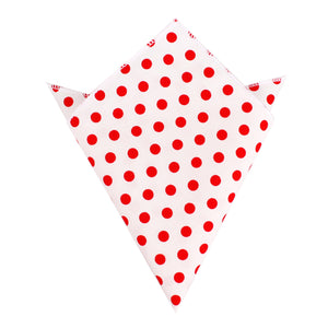 White Cotton with Large Red Polka Dots Pocket Square