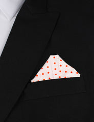 White Cotton with Red Mini Polka Dots Winged Puff Pocket Square Fold