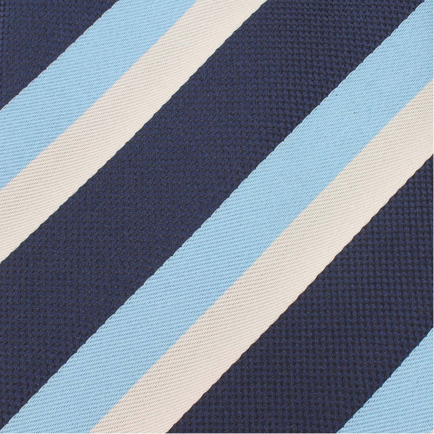 White Navy and Light Blue Striped Fabric Self Tie Diamond Tip Bow Tie X388