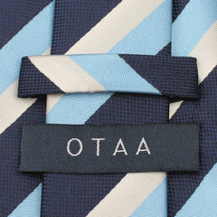 White Navy and Light Blue Striped Tie  Back