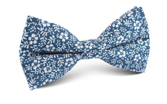 White Orchid Floral Bow Tie | Blue Wedding Bowties | Pre-Tied Bow Ties ...