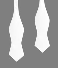 White Satin Self Tie Diamond Tip Bow Tie