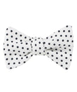 White with Black Polkadot Cotton Self Tied Bowtie