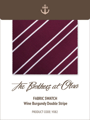 Fabric Swatch (Y082) - Wine Burgundy Double Stripe