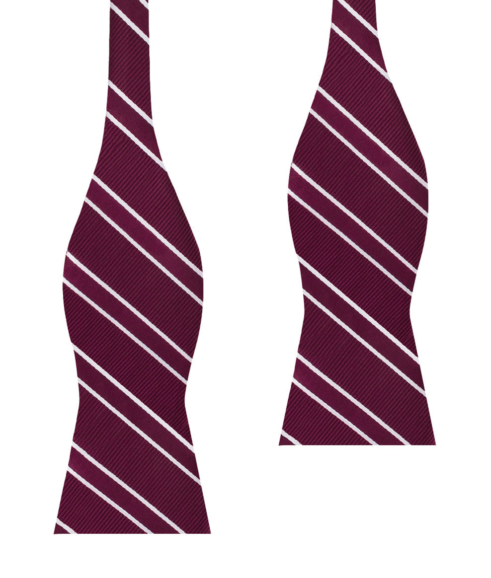 Wine Burgundy Double Stripe Self Bow Tie
