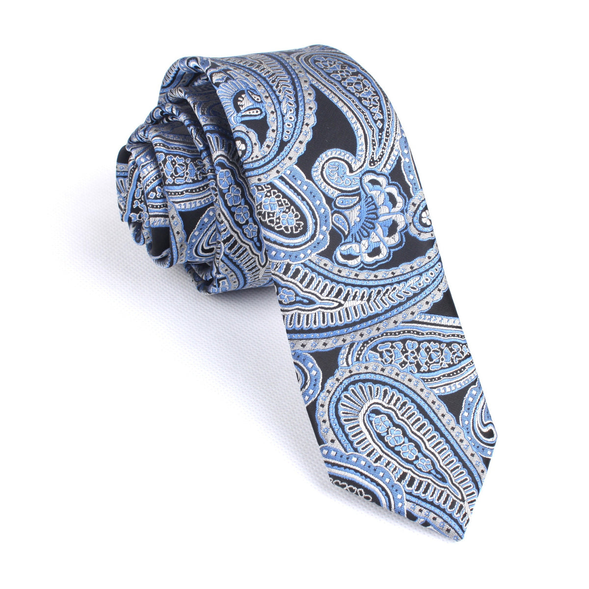 Paisley Blue Skinny Tie | Mens Wedding Slim Ties Necktie | Australia | OTAA