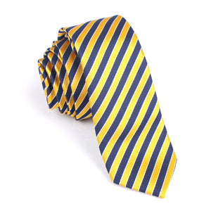 Yellow and Navy Blue Diagonal - Skinny Tie
