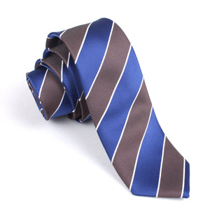 Navy Blue Black White Diagonal - Skinny Tie