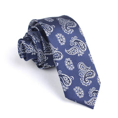 Paisley Navy Blue Skinny Tie