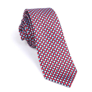 Navy and Light Blue Red Checkered - Skinny Tie