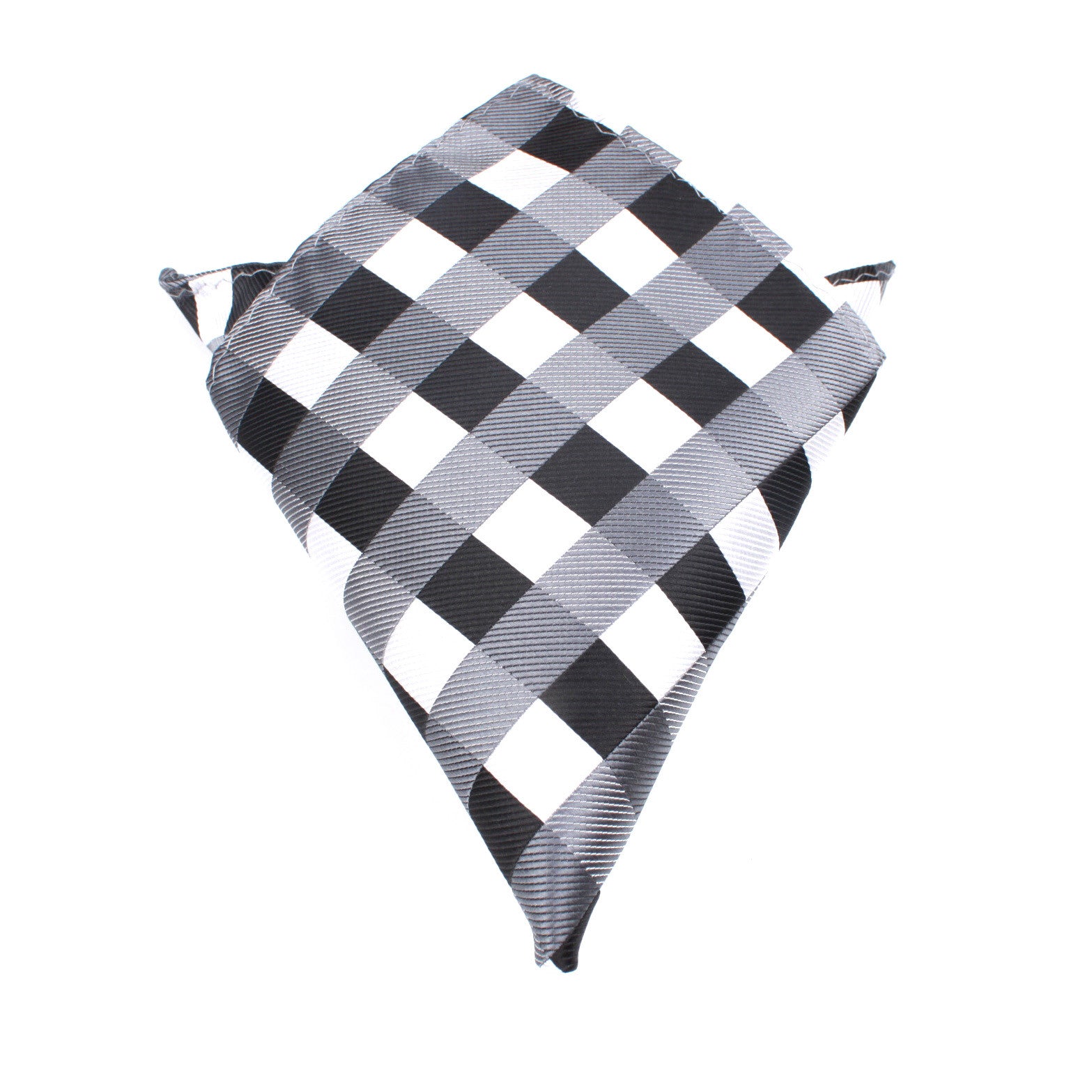 Black White Grey Checkered Pocket Square