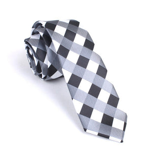 Black White Grey Checkered Skinny Tie