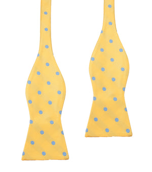 Yellow Bow Tie Untied with Light Blue Polka Dots
