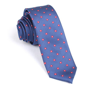 Navy Blue with Red Pattern Skinny Tie