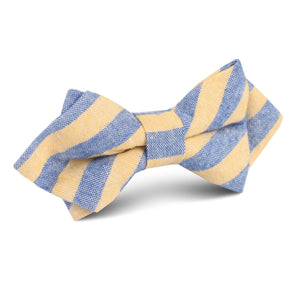 Yellow & Blue Bengal Linen Diamond Bow Tie