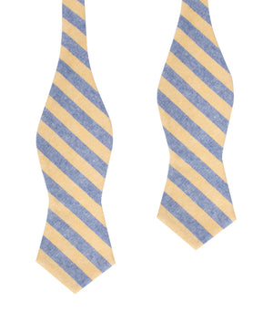 Yellow & Blue Bengal Linen Diamond Self Bow Tie