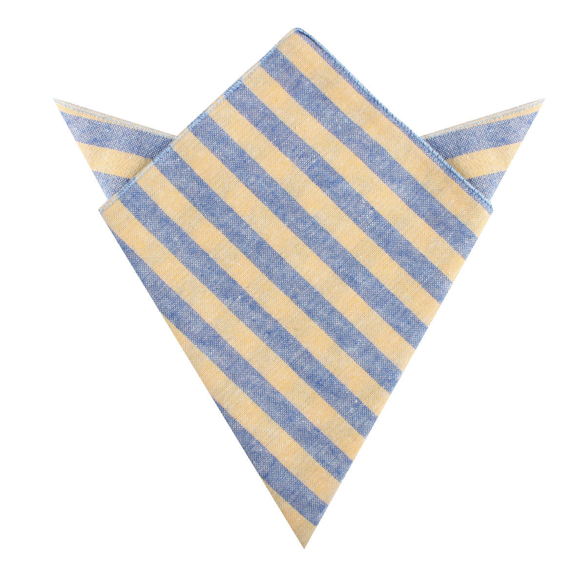 Yellow & Blue Bengal Linen Pocket Square