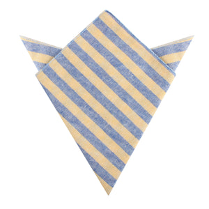 Yellow & Blue Bengal Linen Pocket Square