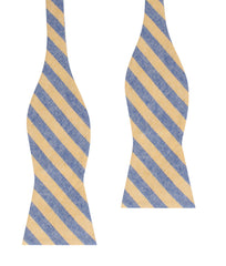 Yellow & Blue Bengal Linen Self Bow Tie
